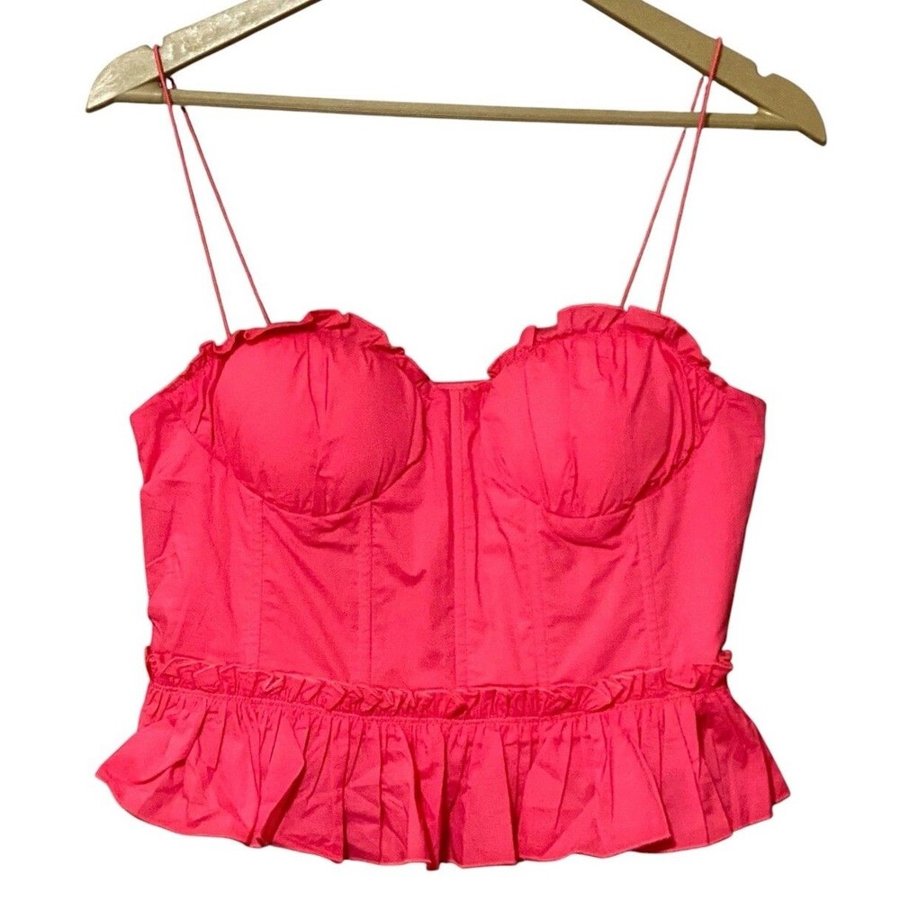 Hyacinth House Dylan Women's M Watermelon Pink Sweetheart Bustier Peplum Top NWT